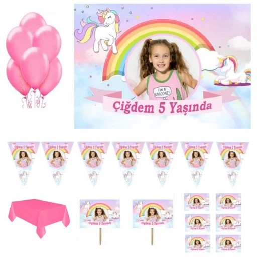 Unicorn Doğum Günü Parti Seti Magnet, Pvc Kaplı Afiş Hdts120