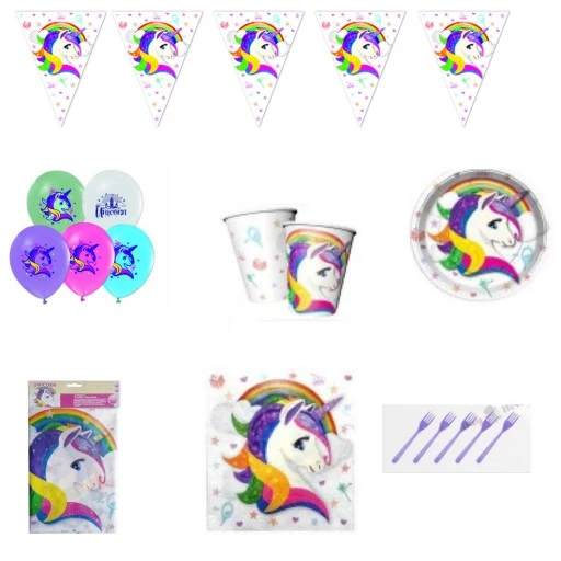 Unicorn Doğum Günü Süsleri Ve Parti Seti 8 Kişilik