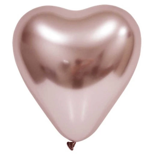 Balon Krom Parlak 12 inç Kalp Rosegold 50'li