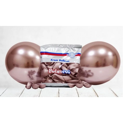 Balon Krom Parlak 12 inç Rose Gold 50'li