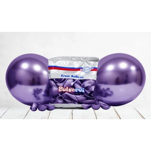 Balon Krom Parlak 12 inç Violet Mor 50'li