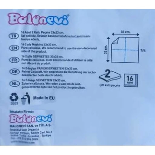 Peçete Yeşil 33x33cm 16'lı