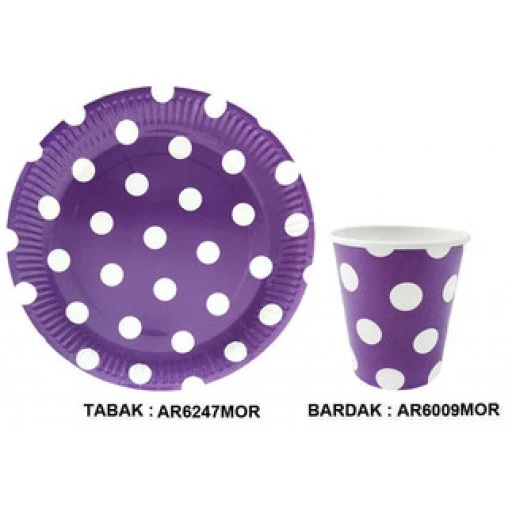 Tabak Karton Mor Puantiyeli 23cm P8