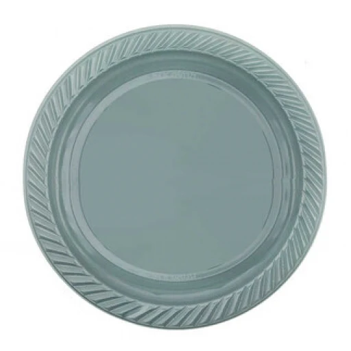 Tabak Plastik Yuvarlak 22 cm Gümüş 25'li