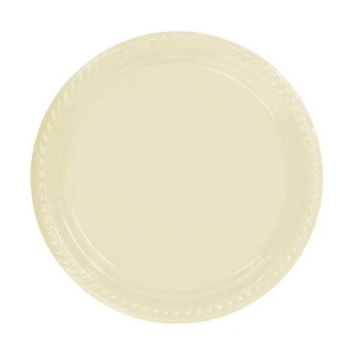 Tabak Plastik Yuvarlak 22 cm Krem 25'li