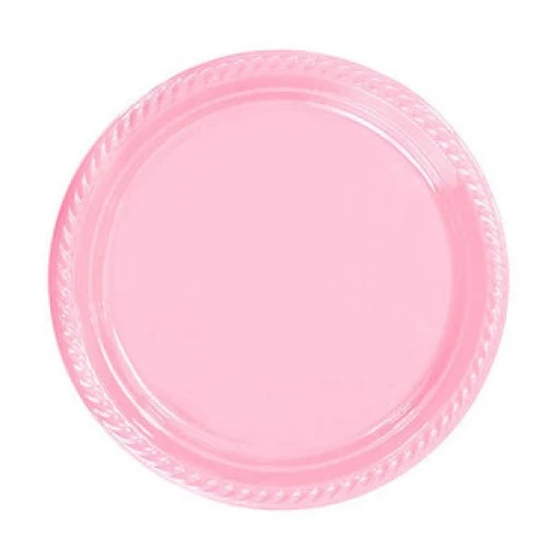 Tabak Plastik Yuvarlak 22 cm Pembe 25'li