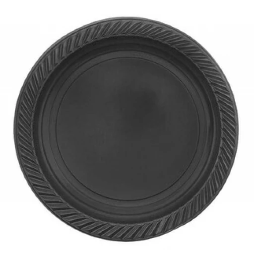 Tabak Plastik Yuvarlak 22 cm Siyah 25'li