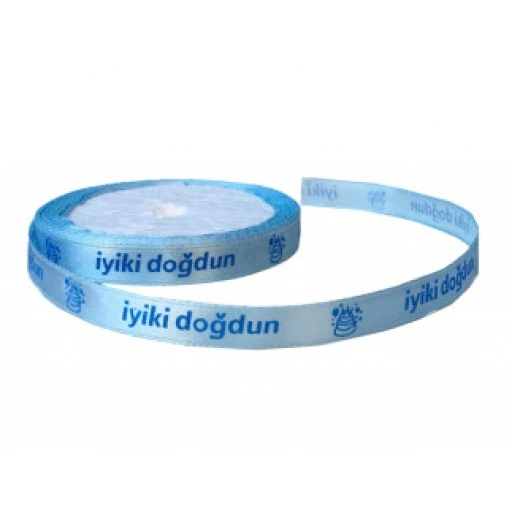 Kurdela İyiki Doğdun Yazılı 1cm 10mt Mavi P1