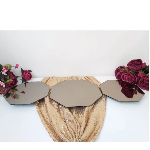 3 Lü Aynalı Petek Jardinyer Söz Nişan Ev Dekorasyon Hastane Odası Süsleme