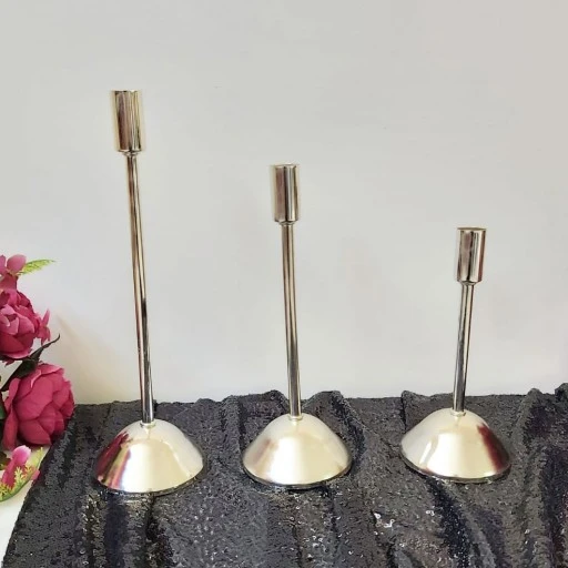 3 Lü İnce Mum Şamdan Seti