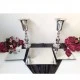 3 Lü Kare Aynalı Jardinyer Ve 2 Adet Vazo Masa Üstü Söz Nişan Seti Lüks Set
