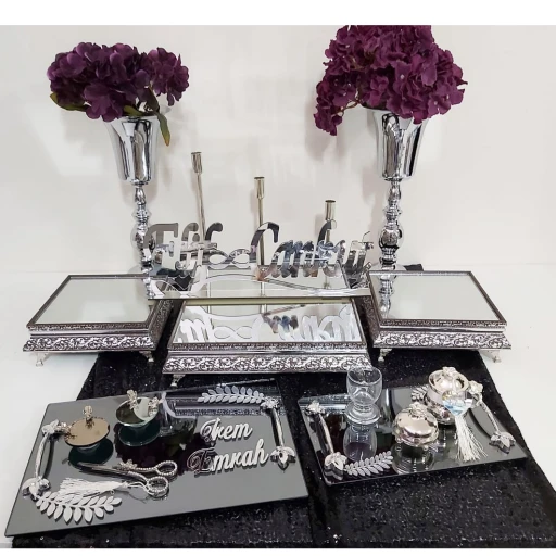 Söz Nişan Masa Seti Tepsi Ve Damat Kahvesi Masa İsimliği Jardinyer Vazo Full Artı Full Set Lüks Kampanyalı