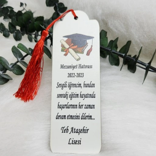 Mezuniyet Baskılı Kitap Ayracı Ahşap Mezuniyet Hatırası