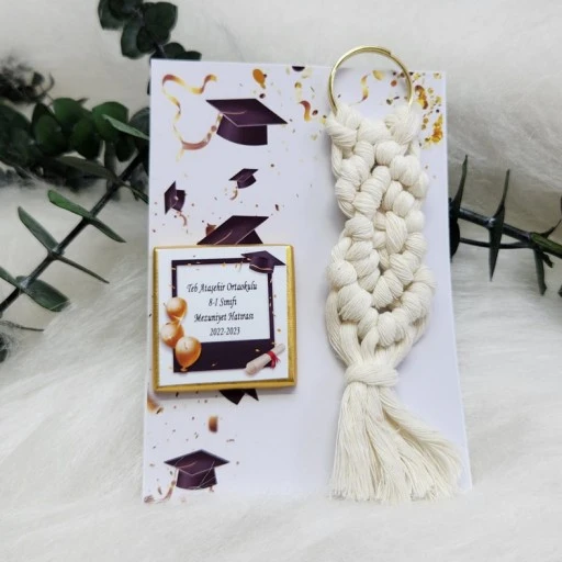 Mezuniyet Hatırası Çikolata Ve Makrome Anahtarlık Hediyelik