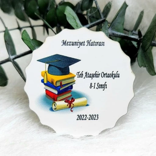 Mezunlar Baskılı Ahşap Magnet Mezuniyet Hatırası