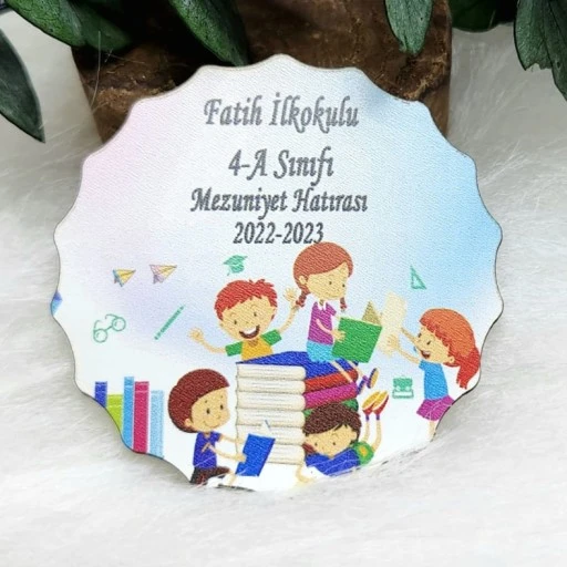 Mezunlar Baskılı İlk Okul Ahşap Magnet Mezuniyet Hatırası