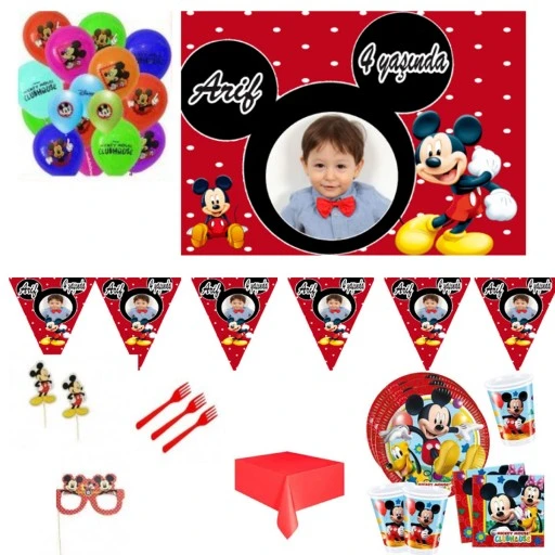 16 Kişilik Miki Afişli Parti Seti Erkek Mickey