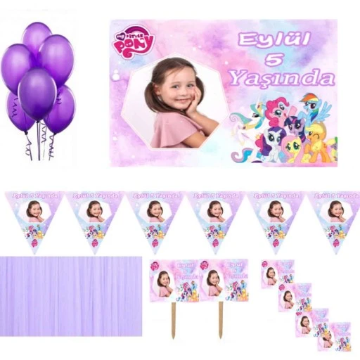 Pony Kişiye Özel Süsleme Ve Hediyeli Doğum Günü Parti Seti Kız