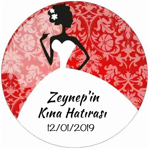 Kına Gecesi Etiketi Kırmızı Ed182