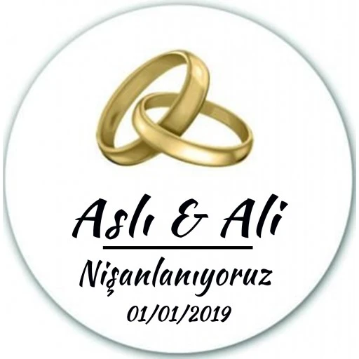 Nikah Şekeri Etiketi Alyanslı Ed250