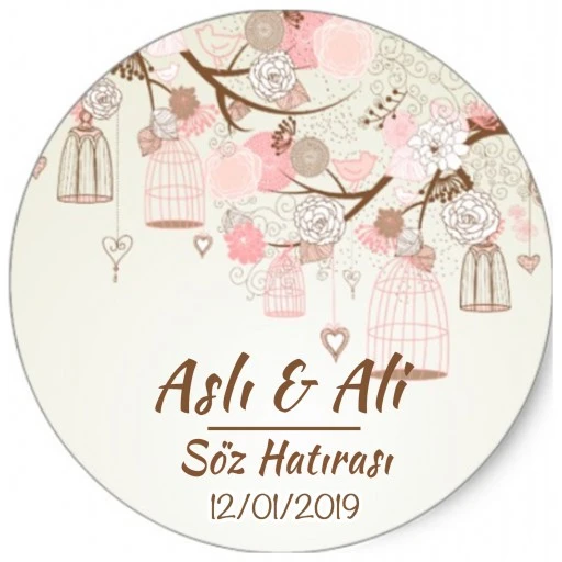 Nikah Şekeri Etiketi Çiçekli Ed1170