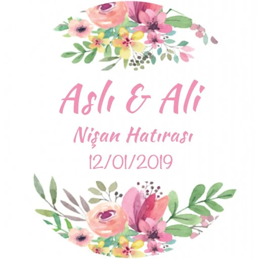 Nikah Şekeri Etiketi Çiçekli Ed169