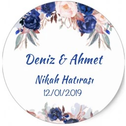 Nikah Şekeri Etiketi Çiçekli Ed174