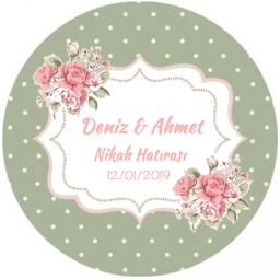 Nikah Şekeri Etiketi Çiçekli Ed175