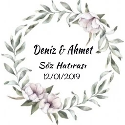 Nikah Şekeri Etiketi Çiçekli  Ed177