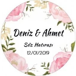 Nikah Şekeri Etiketi Çiçekli Ed178