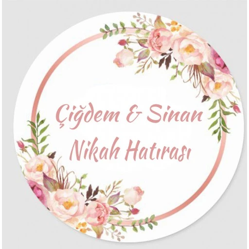 Nikah Şekeri Etiketi Çiçekli Ed271