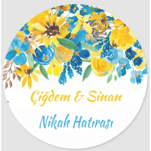 Nikah Şekeri Etiketi Çiçekli Ed273
