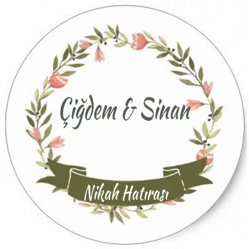 Nikah Şekeri Etiketi Çiçekli Ed290