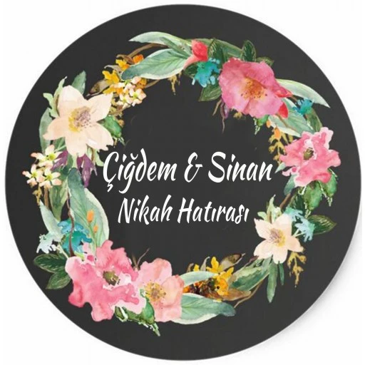 Nikah Şekeri Etiketi Çiçekli Ed292