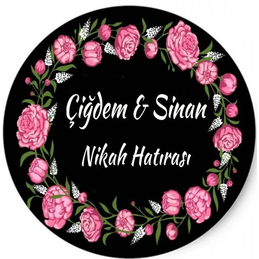 Nikah Şekeri Etiketi Çiçekli Ed294