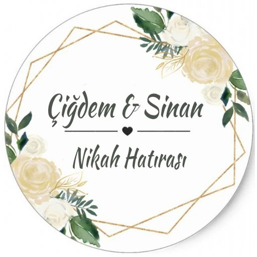 Nikah Şekeri Etiketi Çiçekli Ed300