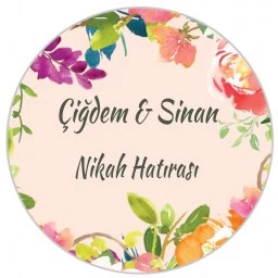 Nikah Şekeri Etiketi Çiçekli Ed303