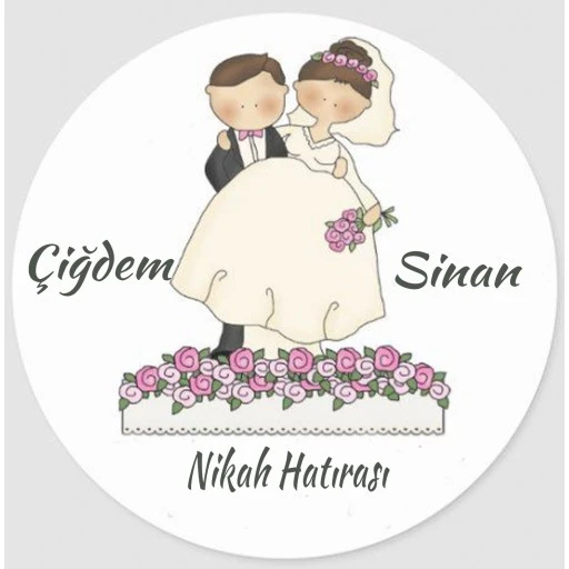 Nikah Şekeri Etiketi Çiçekli Ed307