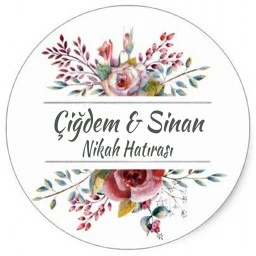 Nikah Şekeri Etiketi Çiçekli Ed311