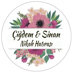 Nikah Şekeri Etiketi Çiçekli Ed317