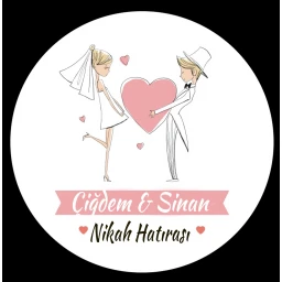 Nikah Şekeri Etiketi Çiçekli Ed319
