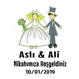 Nikah Şekeri Etiketi Gelin Damatlı Ed164