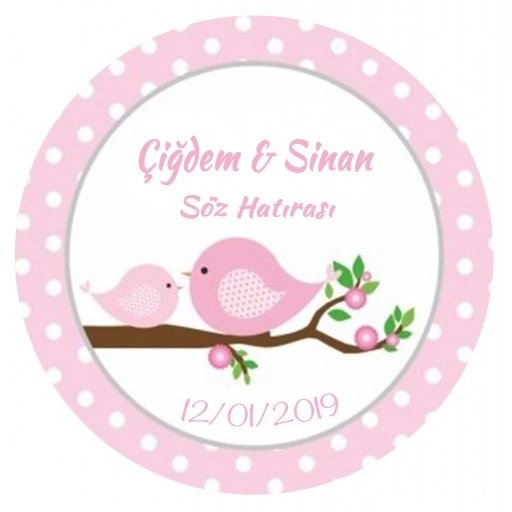 Nikah Şekeri Etiketi Güvercinli Ed197