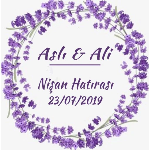 Nikah Şekeri Etiketi Lila Ed165