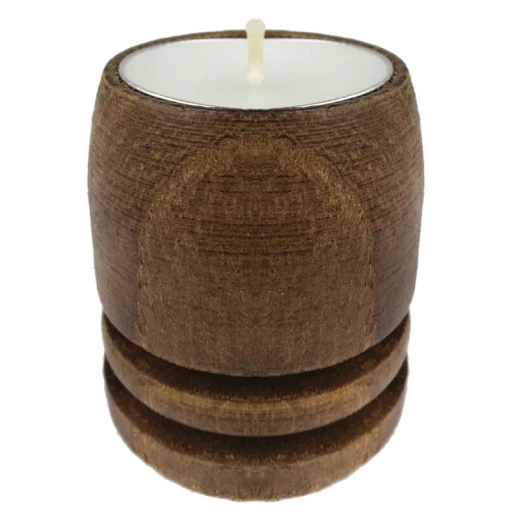 Ağaç Kütük Tealight Mumluk Silindir Çizgili Kahverengi