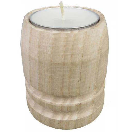 Ağaç Kütük Tealight Mumluk Silindir Çizgili Naturel
