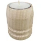 Ağaç Kütük Tealight Mumluk Silindir Çizgili Naturel
