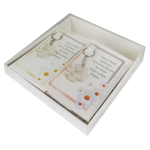 Epoksi Anahtarlık Kartlı Yonca Gümüş