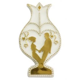 Gelin Damat Laleli Altın Varaklı Plastik Beyaz Pak:50