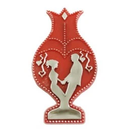 Gelin Damat Laleli Gümüş Varaklı Plastik Kırmızı Pak:50